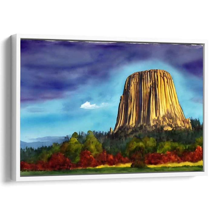 Iconic Earth's Embrace: Serene Landscape with Monumental Rock Canvas Art Print