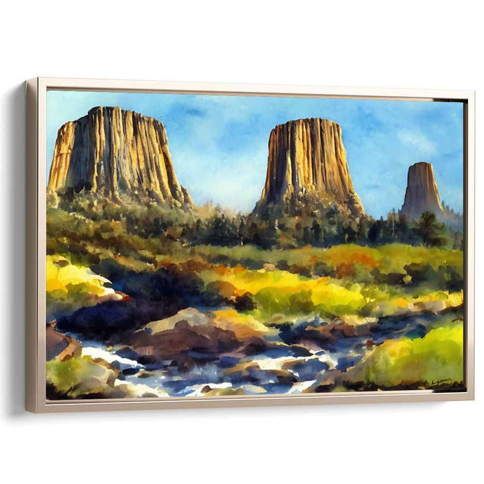 Tranquil Waterside Harmony: Serene River Landscape Canvas Art Print