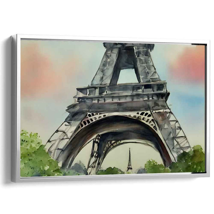 Misty Echo at Twilight: Watercolor Impression of the Eiffel Tower