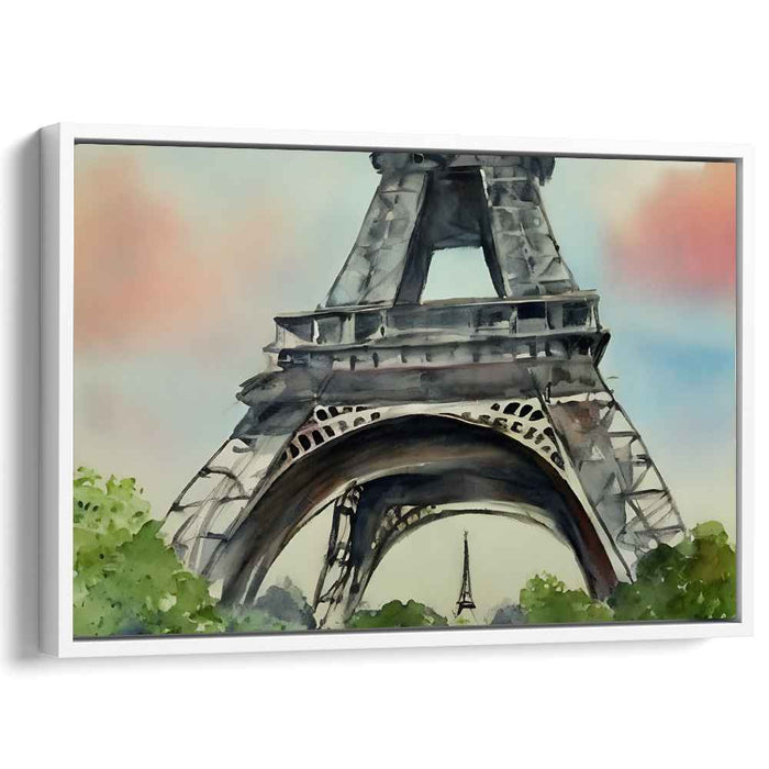 Misty Echo at Twilight: Watercolor Impression of the Eiffel Tower