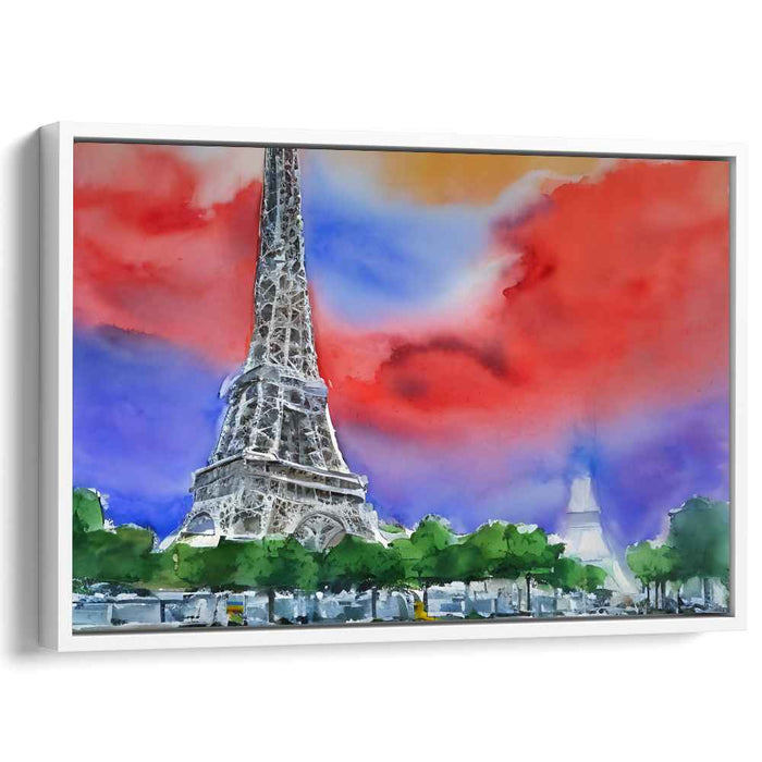 Eiffel Tower in Dreamscape: Vibrant Watercolor Canvas Art Print