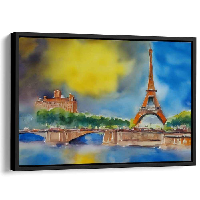 Parisian Pastel Impressions: Watercolor Eiffel Tower Canvas Art Print