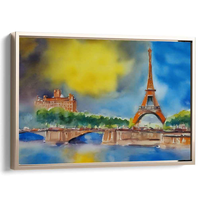 Parisian Pastel Impressions: Watercolor Eiffel Tower Canvas Art Print