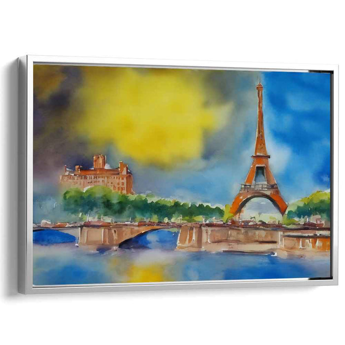Parisian Pastel Impressions: Watercolor Eiffel Tower Canvas Art Print