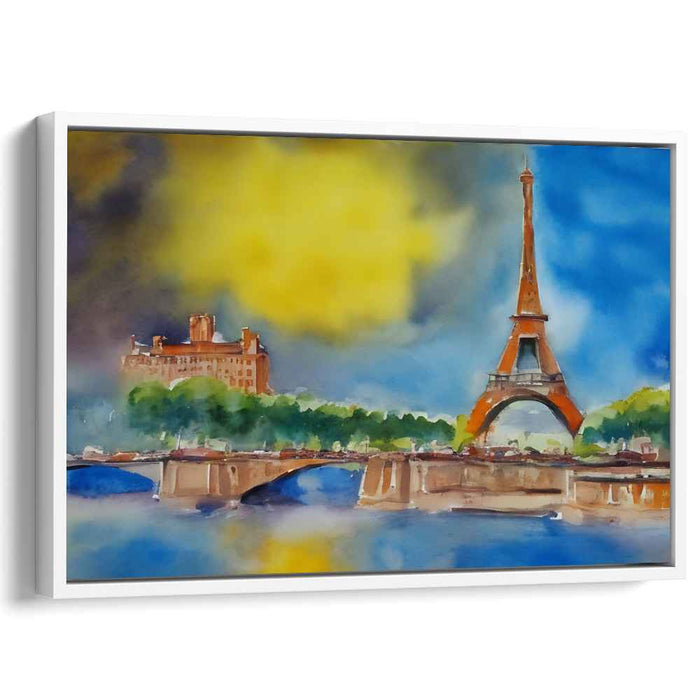 Parisian Pastel Impressions: Watercolor Eiffel Tower Canvas Art Print