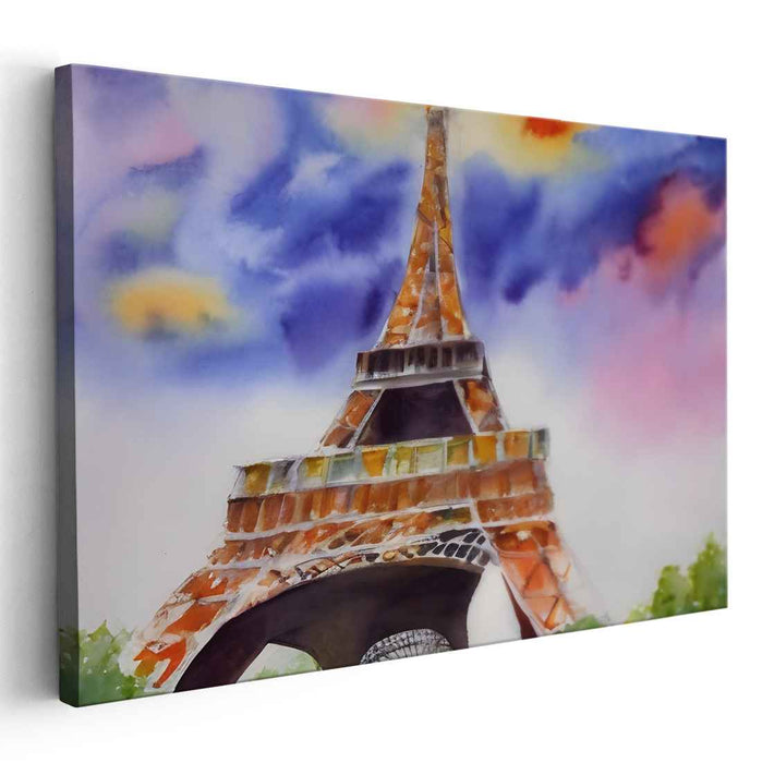 Parisian Impressions: Vibrant Watercolor of the Eiffel Tower