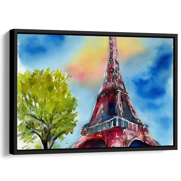 Parisian Pastel Dreams: Watercolor Eiffel Tower Canvas Art Print
