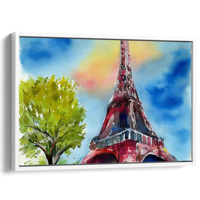 Parisian Pastel Dreams: Watercolor Eiffel Tower Canvas Art Print