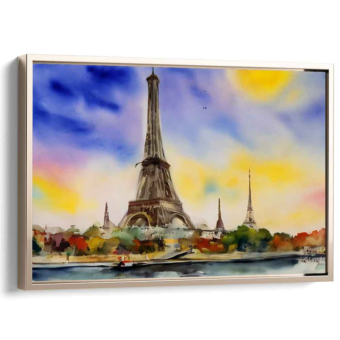 Eiffel's Chromatic Reflection: Watercolor Impression of the Eiffel Tower