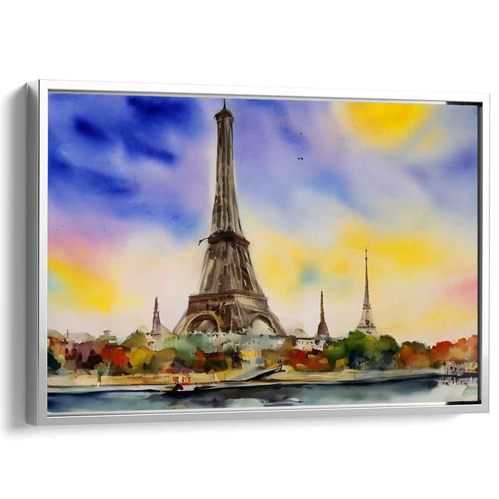 Eiffel's Chromatic Reflection: Watercolor Impression of the Eiffel Tower