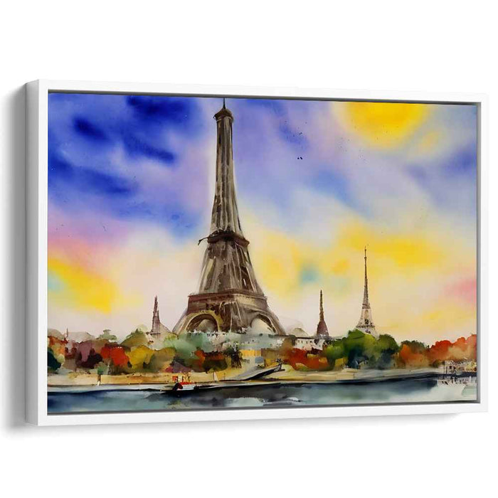 Eiffel's Chromatic Reflection: Watercolor Impression of the Eiffel Tower