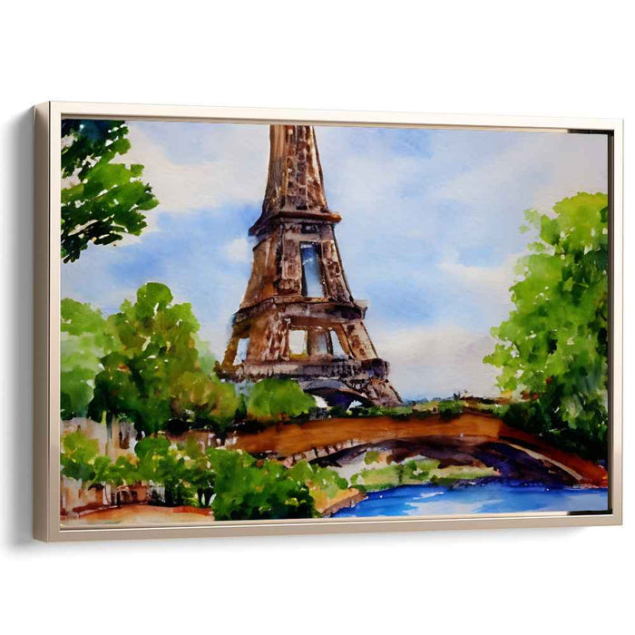 Eiffel Mist: Watercolor Eiffel Tower Landscape Art Print