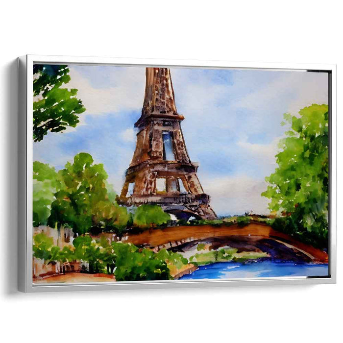 Eiffel Mist: Watercolor Eiffel Tower Landscape Art Print