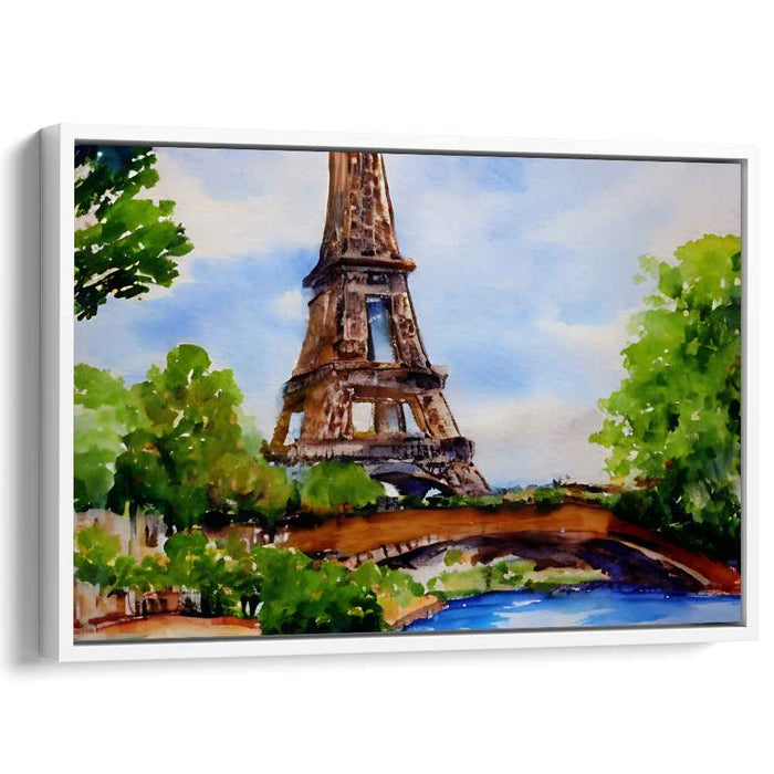 Eiffel Mist: Watercolor Eiffel Tower Landscape Art Print