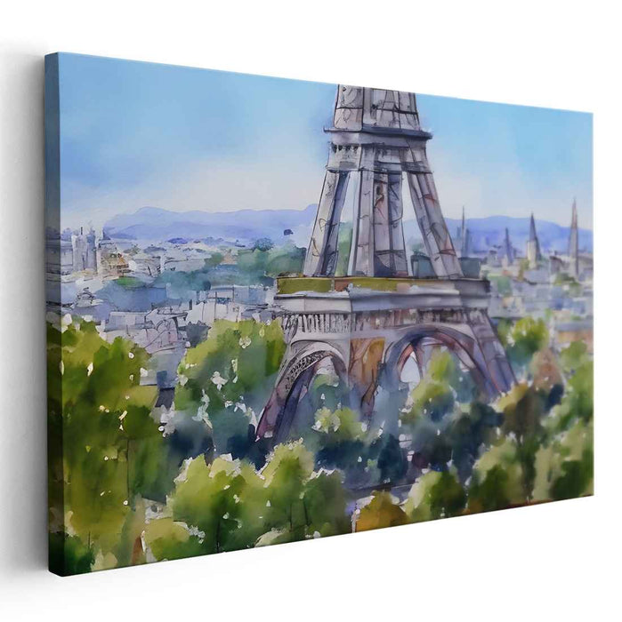 Parisian Palette: Watercolor Eiffel Tower Canvas Art Print