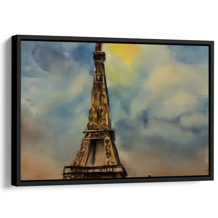 Dreamy Parisian Sunrise: Watercolor Eiffel Tower Canvas Art Print
