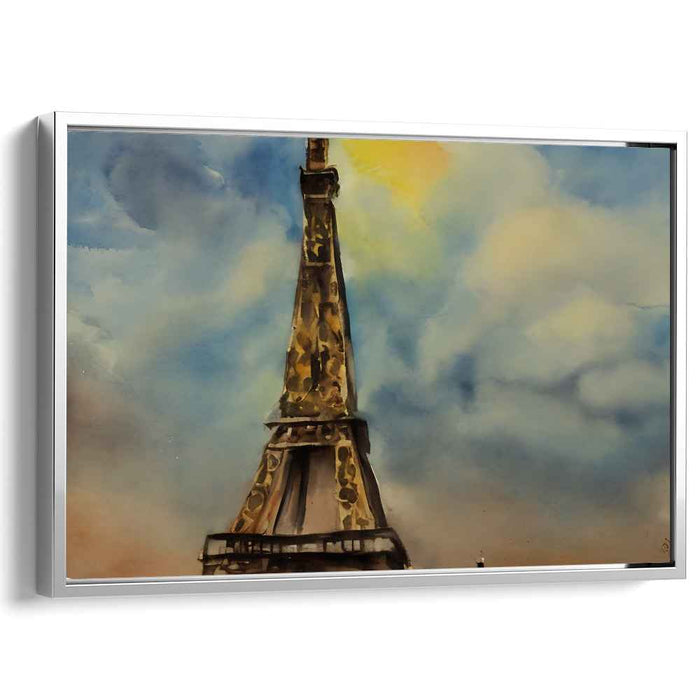 Dreamy Parisian Sunrise: Watercolor Eiffel Tower Canvas Art Print