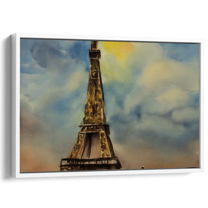 Dreamy Parisian Sunrise: Watercolor Eiffel Tower Canvas Art Print