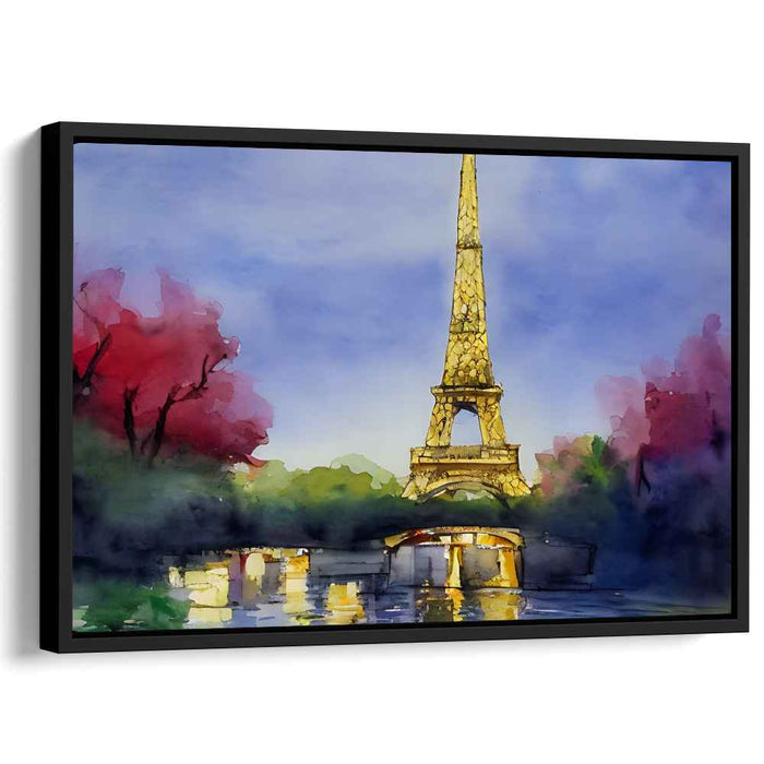 Floating Steel Dreamland: The Eiffel Tower in Watercolor