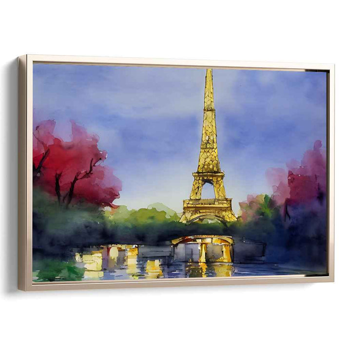Floating Steel Dreamland: The Eiffel Tower in Watercolor