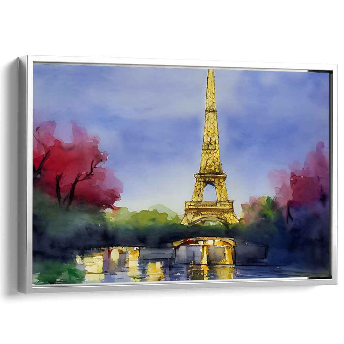 Floating Steel Dreamland: The Eiffel Tower in Watercolor