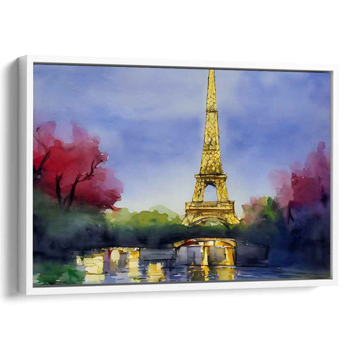 Floating Steel Dreamland: The Eiffel Tower in Watercolor
