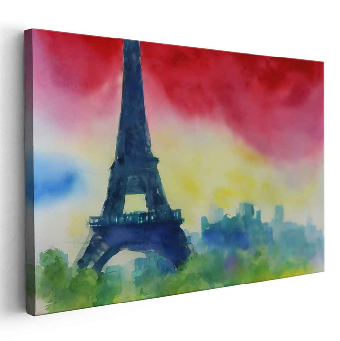 Sunset Strokes: Paris Impressions: Impressionistic Watercolor of the Eiffel Tower at Sunset