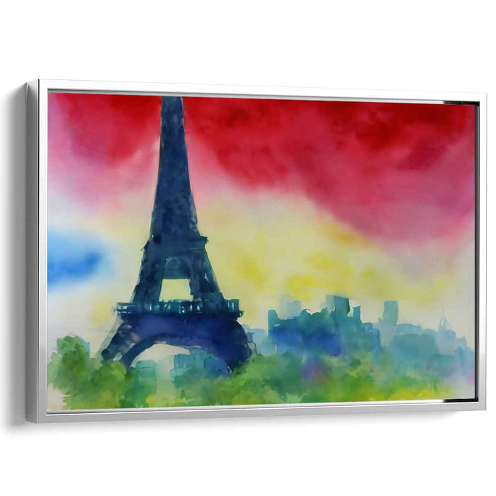 Sunset Strokes: Paris Impressions: Impressionistic Watercolor of the Eiffel Tower at Sunset