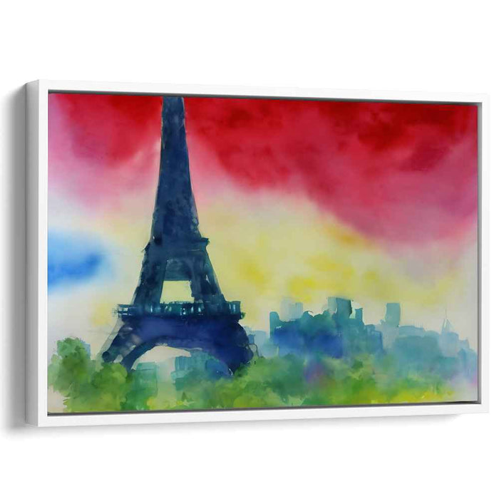 Sunset Strokes: Paris Impressions: Impressionistic Watercolor of the Eiffel Tower at Sunset