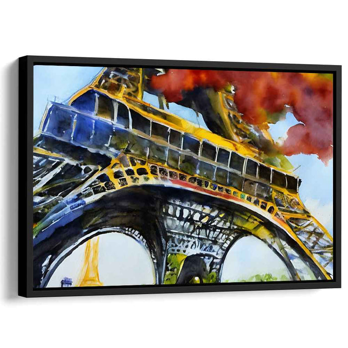 Surreal Flames: Dynamic Watercolor of the Eiffel Tower