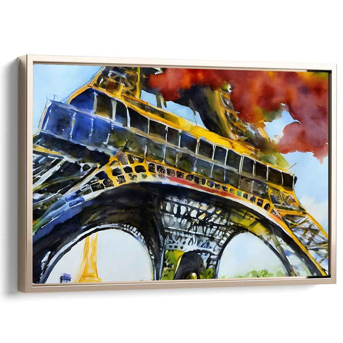 Surreal Flames: Dynamic Watercolor of the Eiffel Tower