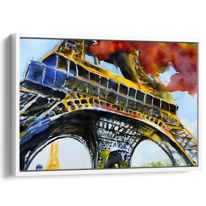 Surreal Flames: Dynamic Watercolor of the Eiffel Tower