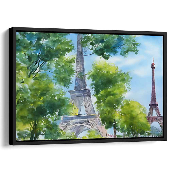 Parisian Watercolor Reverie: Serene Watercolor View of the Eiffel Tower