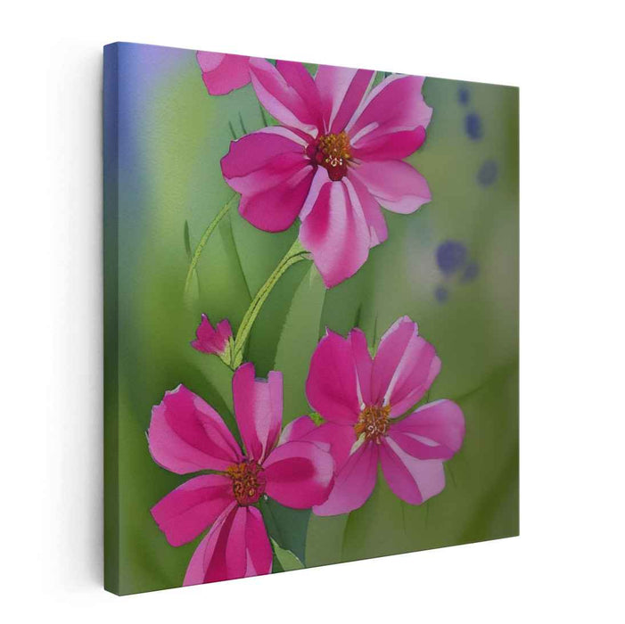 Blossoming Love Affair: Vivid Pink Floral Canvas Art Print