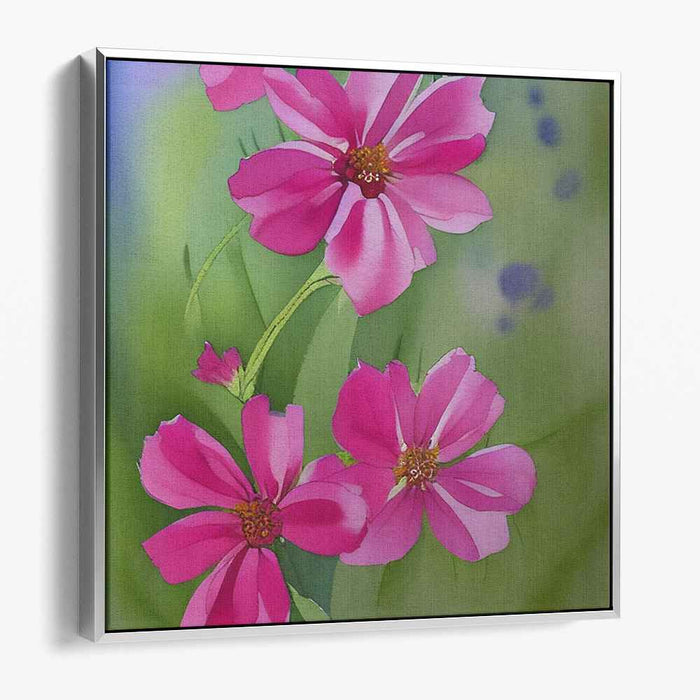 Blossoming Love Affair: Vivid Pink Floral Canvas Art Print