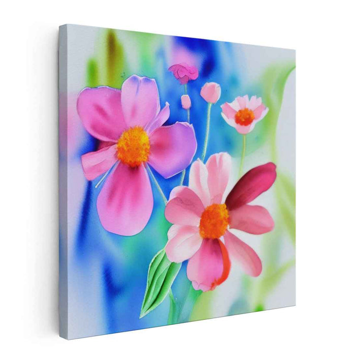 Blooming Mirage Symphony: Watercolor Floral Harmony Canvas Art Print