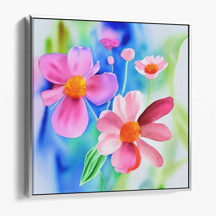 Blooming Mirage Symphony: Watercolor Floral Harmony Canvas Art Print