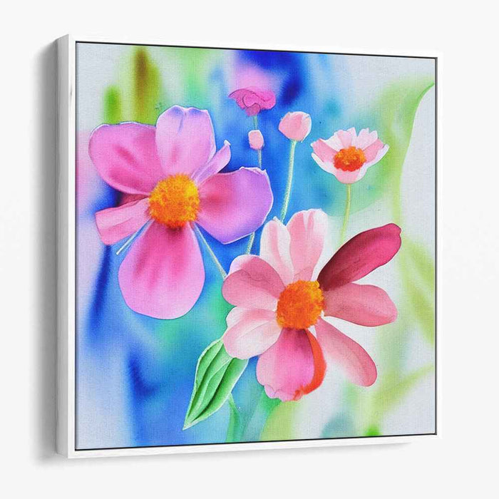 Blooming Mirage Symphony: Watercolor Floral Harmony Canvas Art Print