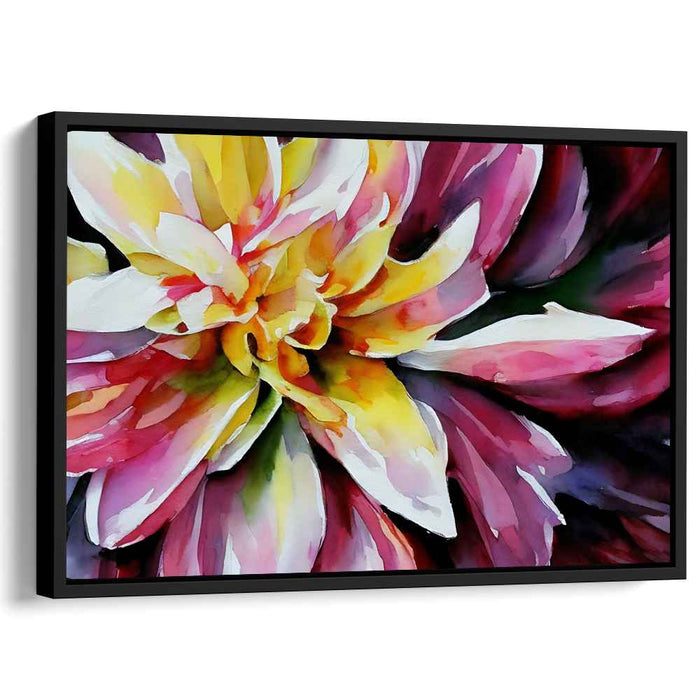 Blossom Dance in Rainbows: Vibrant Watercolor Flower Canvas Art Print