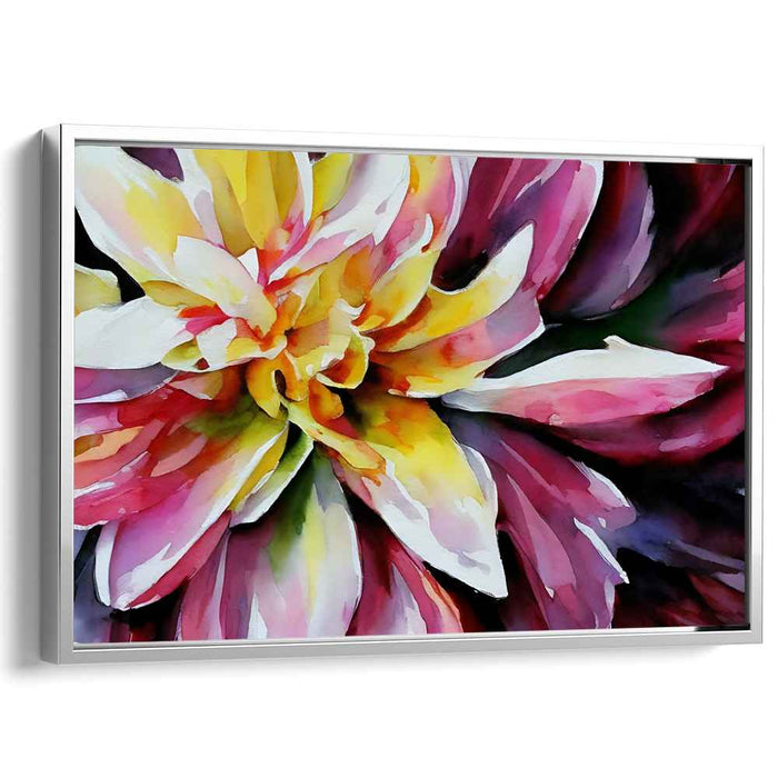 Blossom Dance in Rainbows: Vibrant Watercolor Flower Canvas Art Print
