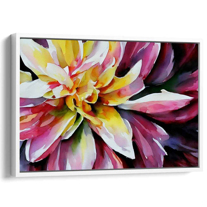 Blossom Dance in Rainbows: Vibrant Watercolor Flower Canvas Art Print