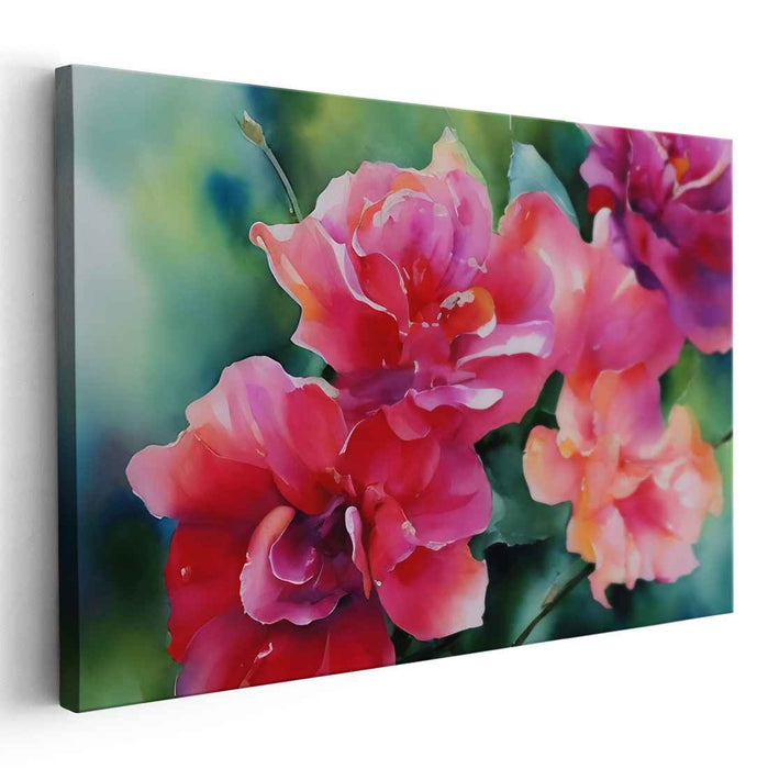 Petals in Aquatic Melody: Watercolor Floral Symphony Canvas Art Print
