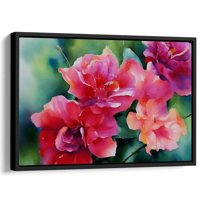 Petals in Aquatic Melody: Watercolor Floral Symphony Canvas Art Print