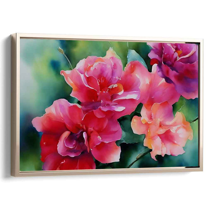 Petals in Aquatic Melody: Watercolor Floral Symphony Canvas Art Print