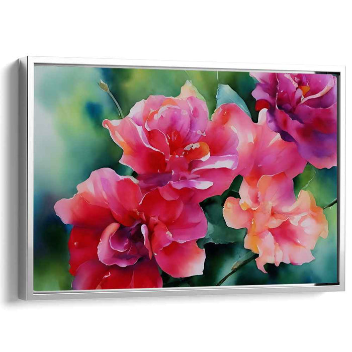 Petals in Aquatic Melody: Watercolor Floral Symphony Canvas Art Print