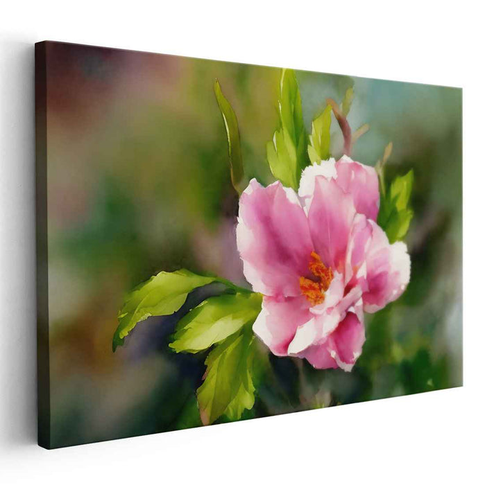 Blossom Mist Serenade: Watercolor Pink Flower Canvas Art Print