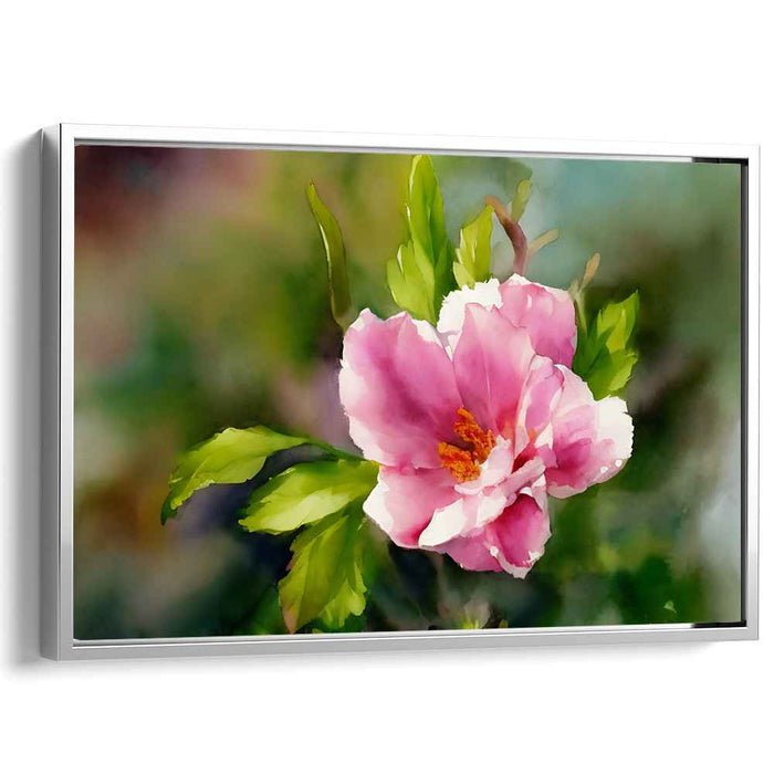 Blossom Mist Serenade: Watercolor Pink Flower Canvas Art Print