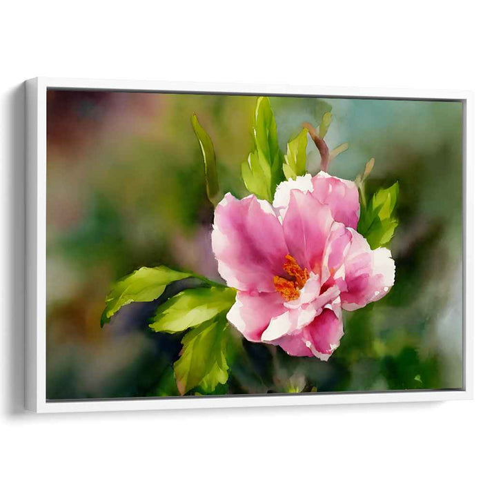 Blossom Mist Serenade: Watercolor Pink Flower Canvas Art Print