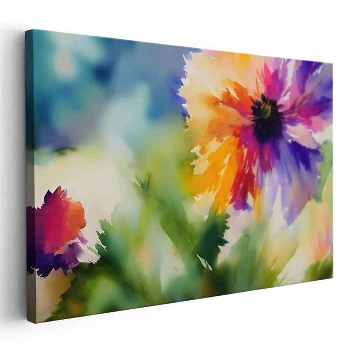 Infinite Petal Symphony: Watercolor Floral Canvas Art Print