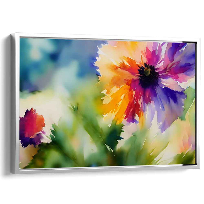 Infinite Petal Symphony: Watercolor Floral Canvas Art Print